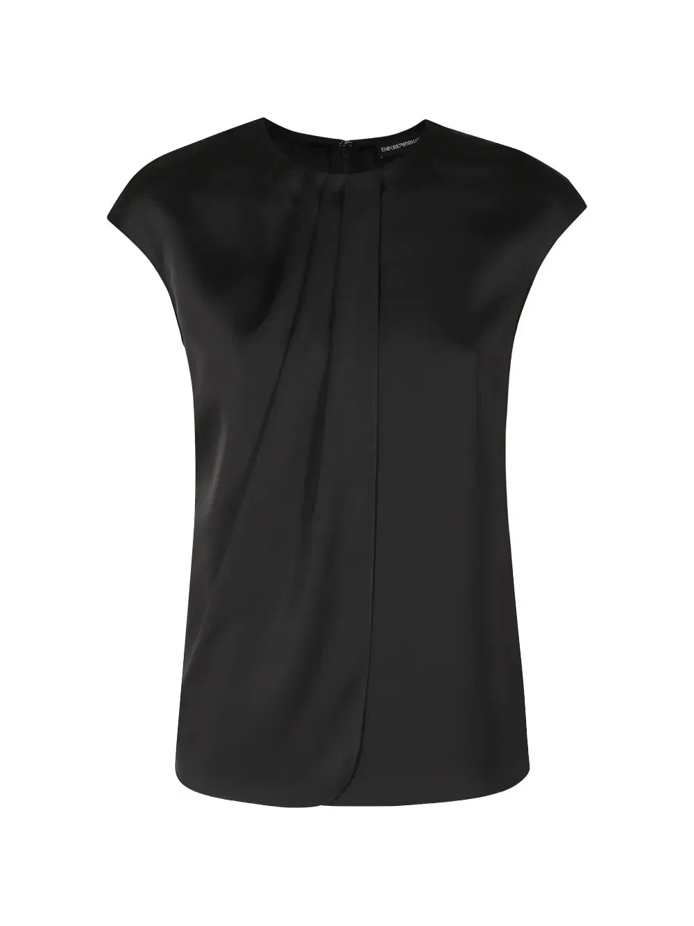Плиссированная блузка из атласной ткани EMPORIO ARMANI, черный