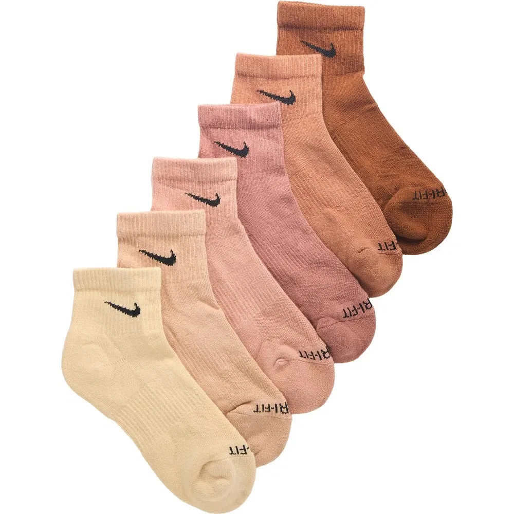 Набор из 6 пар средних повседневных носков с амортизацией до щиколотки Nike, Brown Assorted