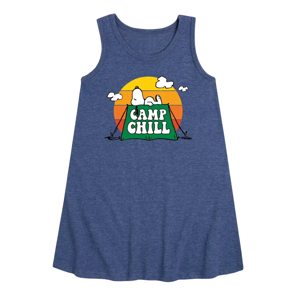 Детское платье-трапеция без рукавов Camp Chill Peanuts, Heather Navy