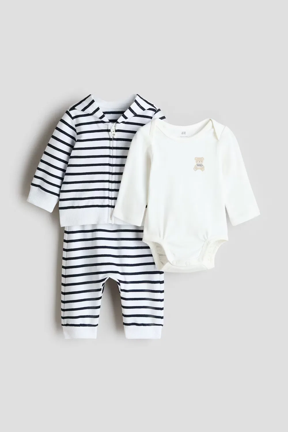 Хлопковый комплект из 3 предметов H&M, Weiß/Gestreift