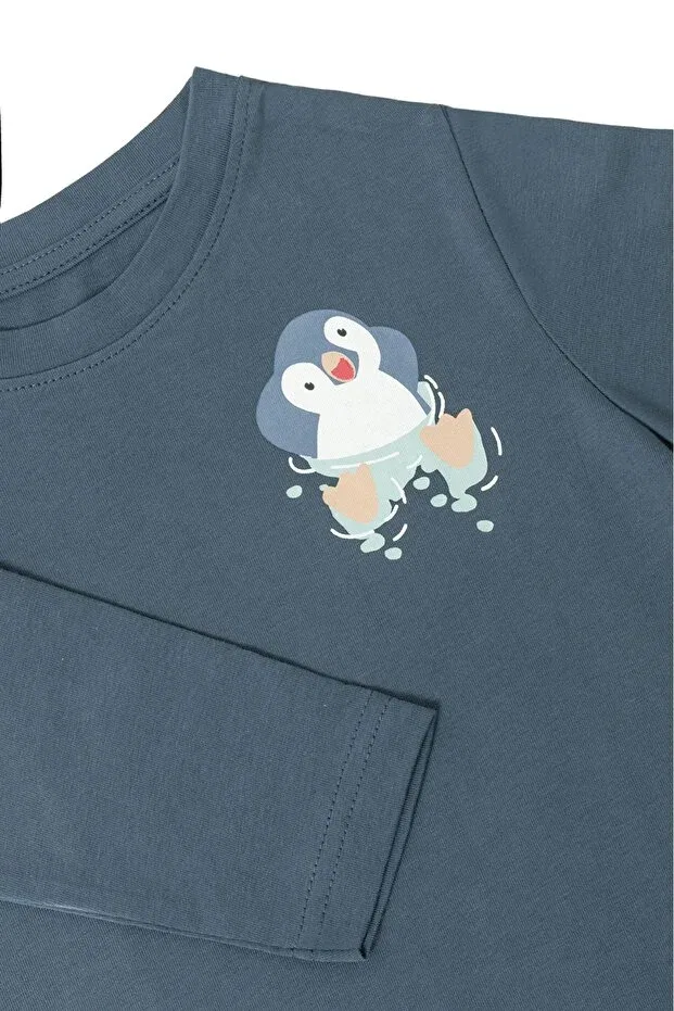 Детская хлопковое футболка с принтом Molica Baby, Navy Blue — фото 4