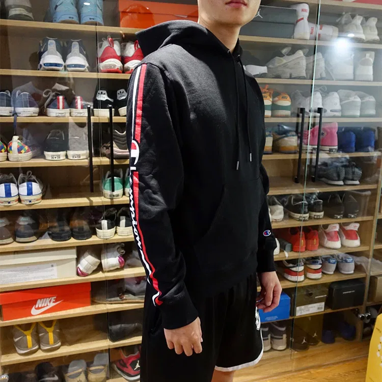 Детская толстовка с капюшоном и начесом Qilin Sleeve Champion, Black — фото 4
