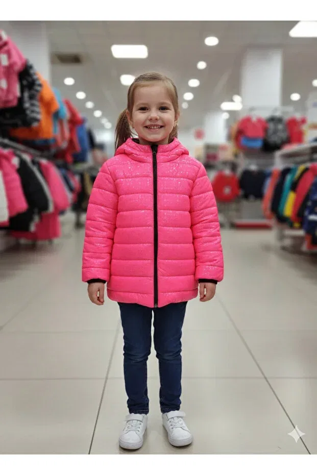 Детское пальто для девочек с капюшоном водонепроницаемое Dublino Kids, Pink
