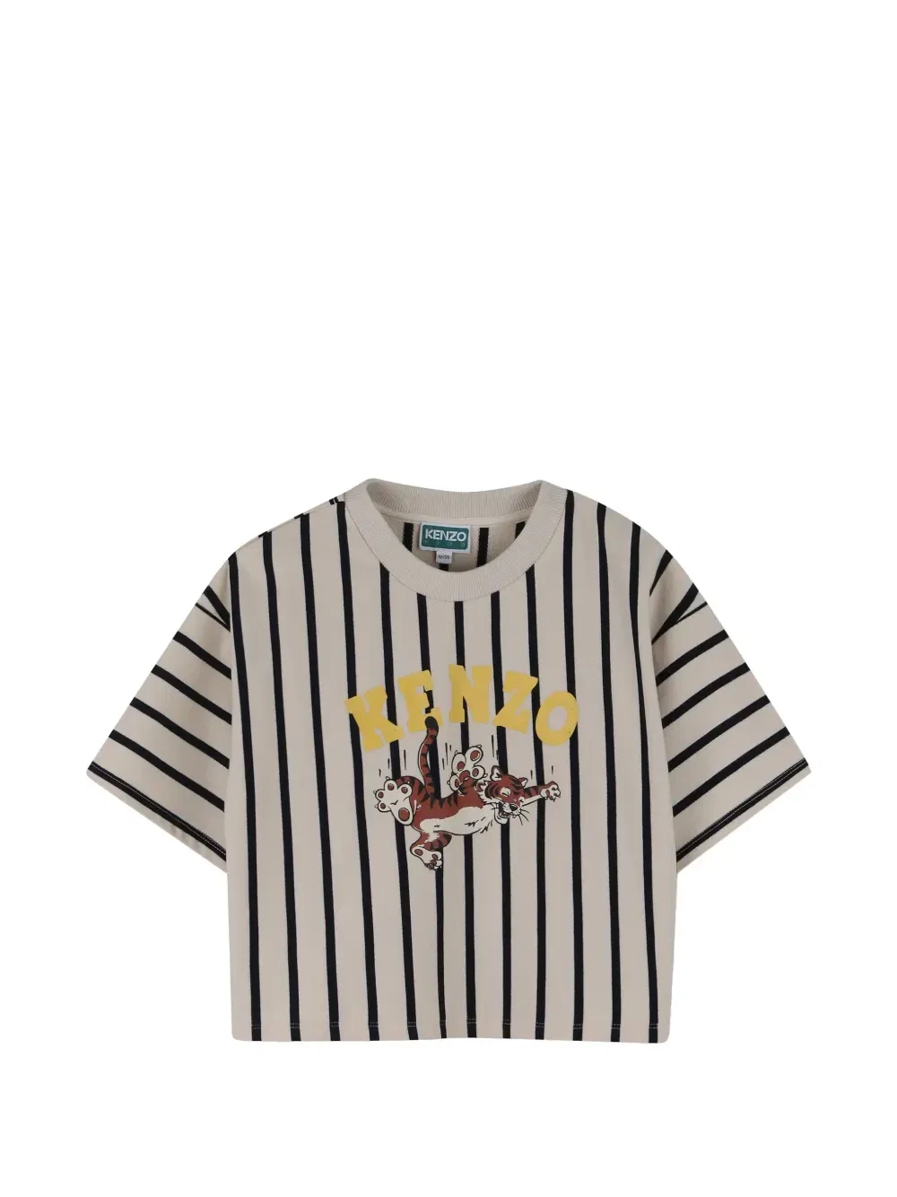 Полосатая футболка с логотипом Kenzo Kids, бежевый