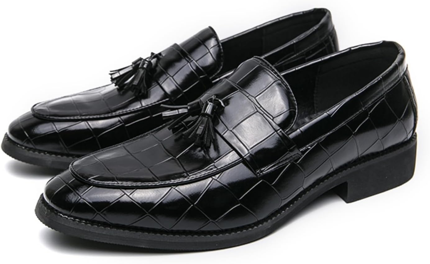 

Мужские оксфорды с кисточками, верх из кожи высокого класса, без шнурков, подошва из противоскользящей резины, идеально подходят для свадьбы, вечера и работы Aokisx, черный