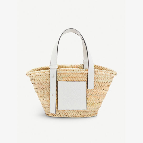 

Сумка-тоут Basket из рафии и кожи Loewe, белый