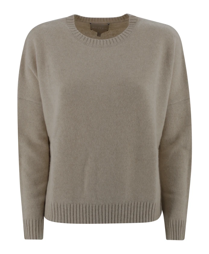 

Кашемировый бежевый объемный минималистичный пуловер Kujten, бежевый