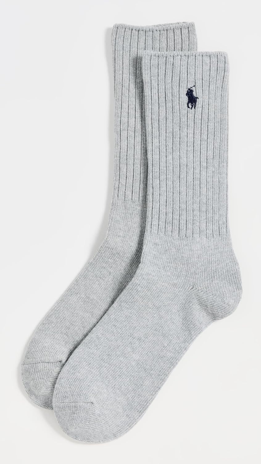 POLO RALPH LAUREN мужские хлопковые ребристые носки, Light Heather Grey — фото 2