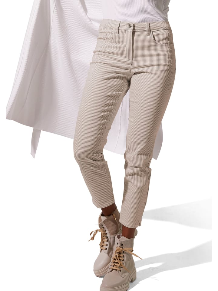 

MADELEINE Джинсы в тонкую полоску белого/светло-бежевого цвета