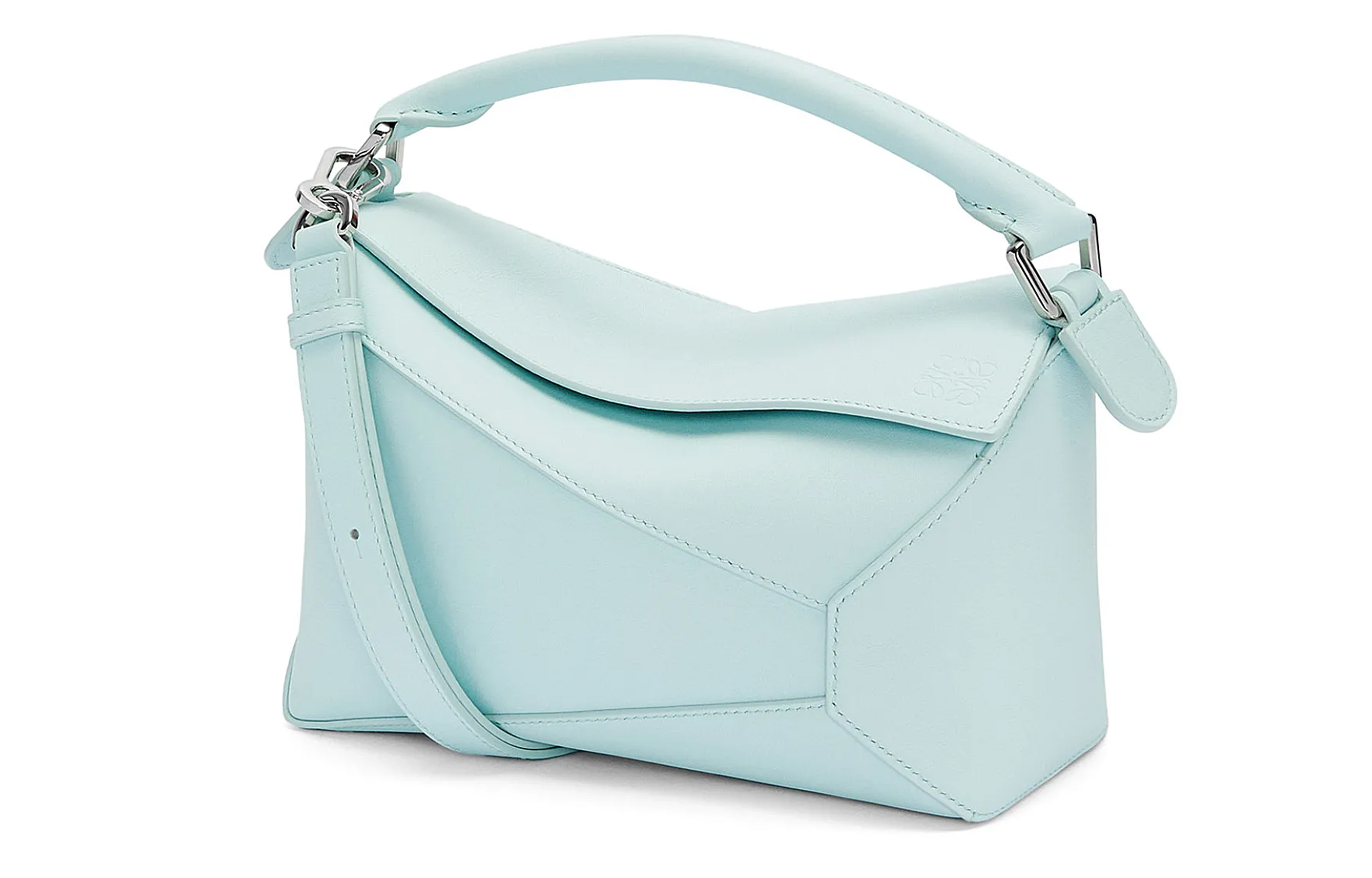 

Кожаная наплечная сумка-пазл с ручкой, через плечо, женская, цвет айсберг синий LOEWE