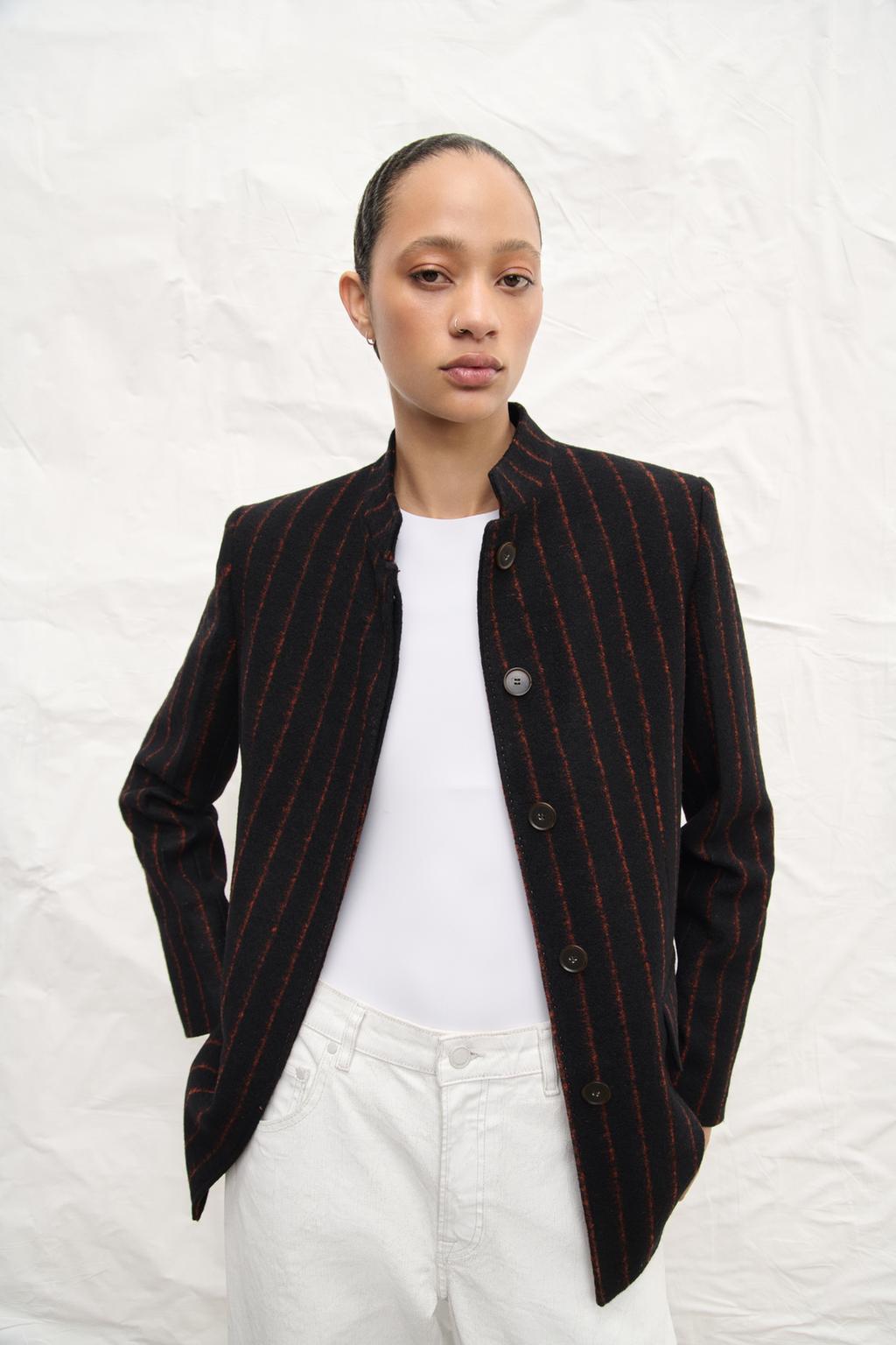 

Блейзер из смесовой шерсти ZARA, цвет BLACK/ORANGE