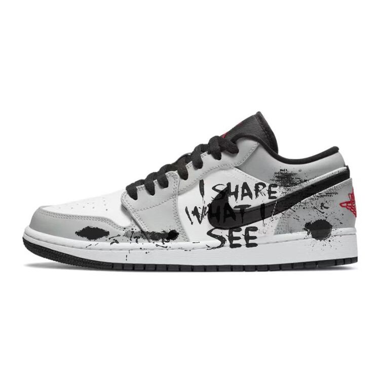 

Кроссовки Air Jordan 1 Vintage Basketball Shoes Men Low-top Grey/Black, серый/черный