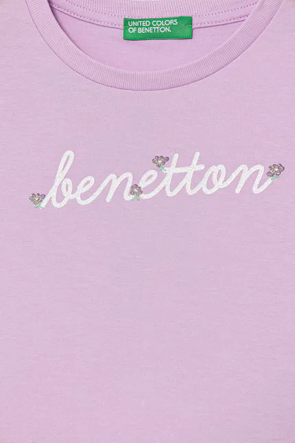 Футболка с принтом детская United Colors of Benetton, фиолетовый — фото 3