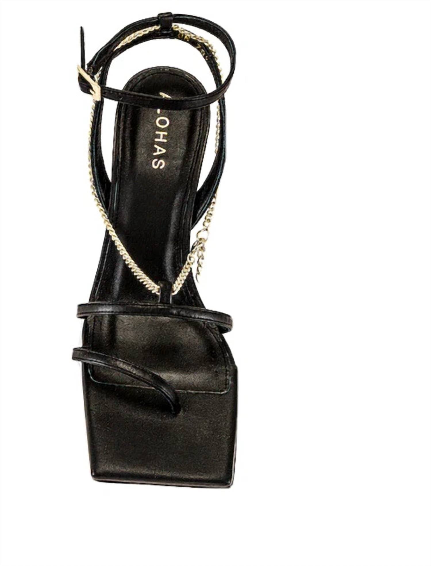 Женские сандалии с цепочками Straps Chain в черном цвете ALOHAS — фото 3