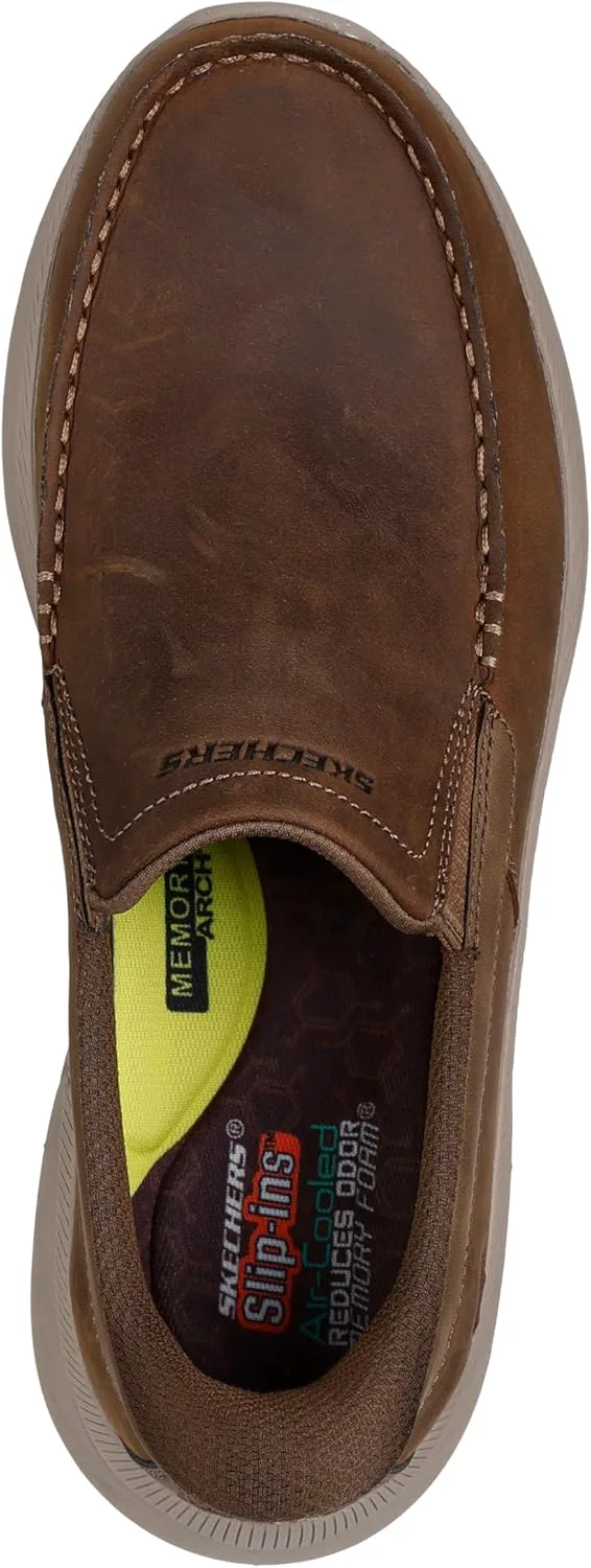 Мужские лоферы Skechers USA Pollard-Osgood с мысом-мокасином, бежевый — фото 2