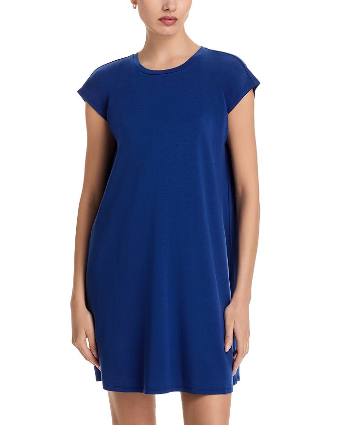 

Мятая футболка с круглым вырезом и рукавом 3/4 Eileen Fisher, синий