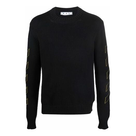 

Свитер men's fw21 intarsia pattern long sleeves pullover wool sweater black Off-White, черный