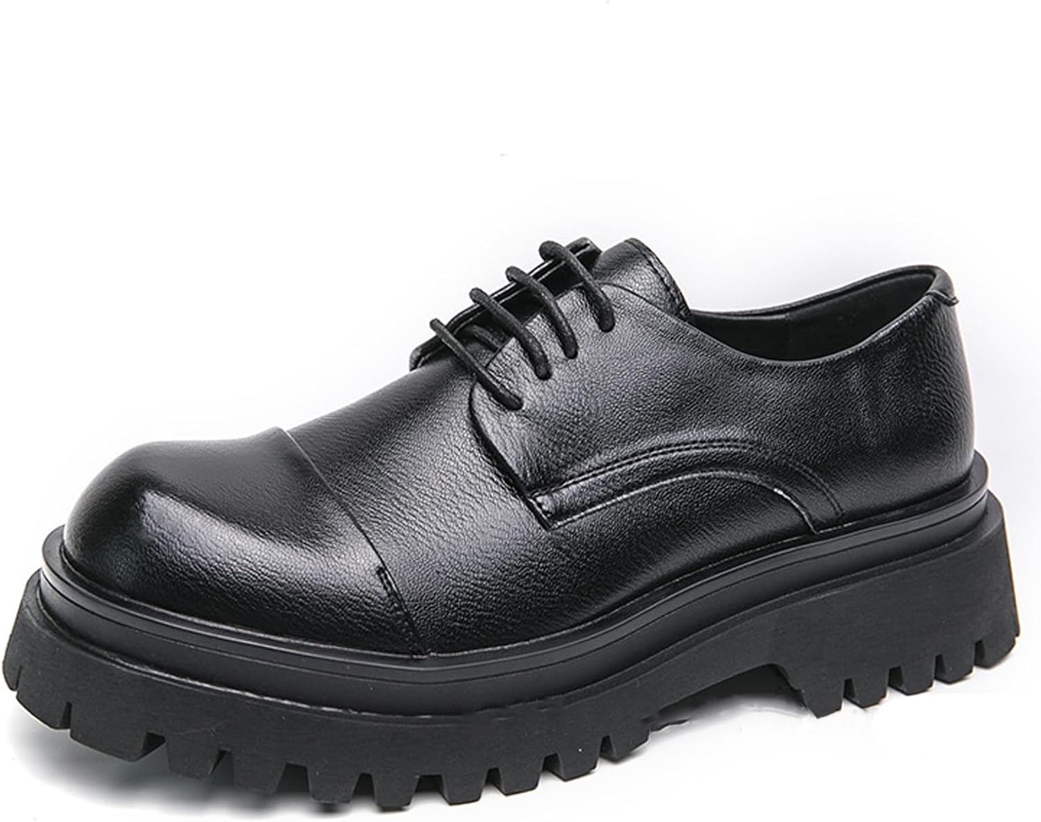 

Мужские кожаные броги-оксфорды на платформе с крыльями, ретро с круглым носком, подошва с протектором, нескользящие, с шнуровкой, деловые туфли, модные повседневные оксфорды Ghibhna, Blacka