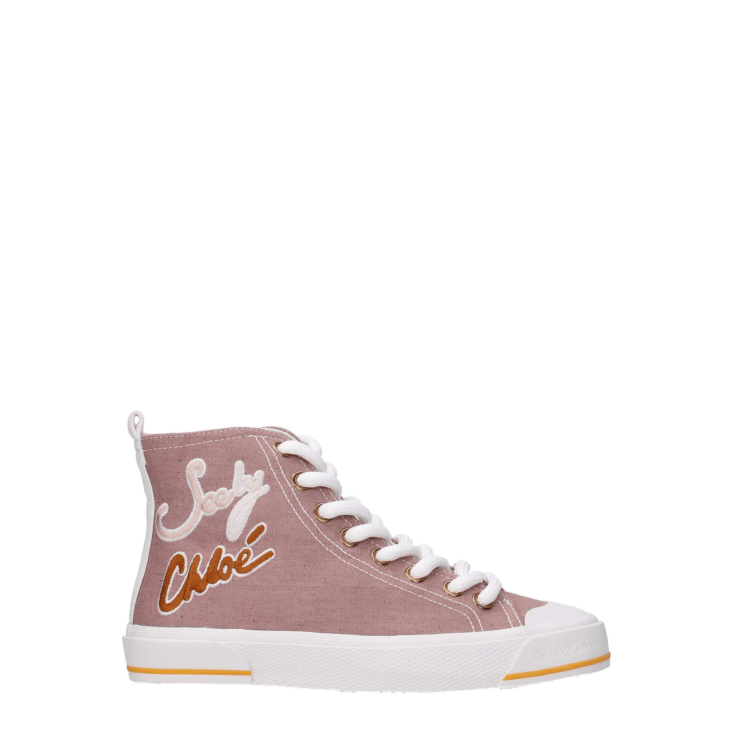 Высокие кроссовки из розовой ткани See By Chloé, розовый
