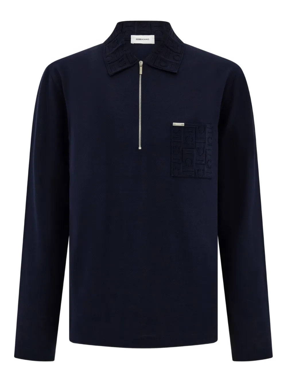 

Поло с длинными рукавами на молнии Ferragamo, синий
