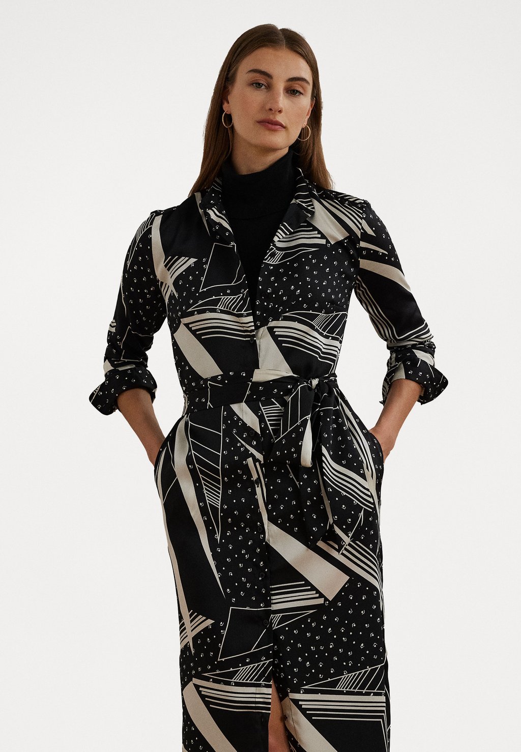 

Платье-рубашка GEO PRINT BELTED TWILL SHIRTDRESS Lauren Ralph Lauren, черный