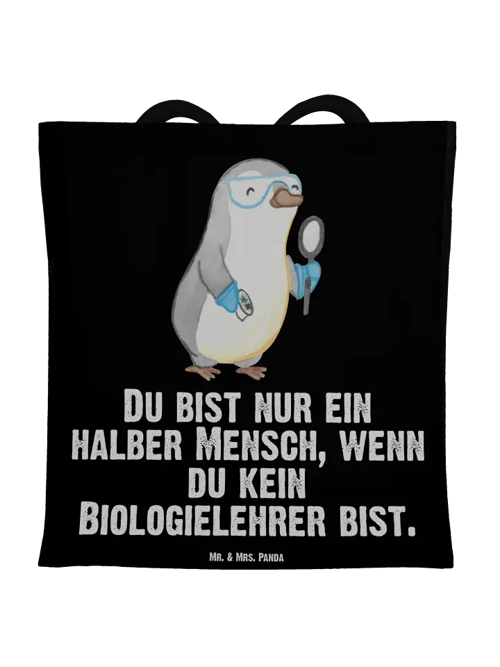 

Сумка для переноски Mr & Mrs Panda Biologielehrer Herz, черный