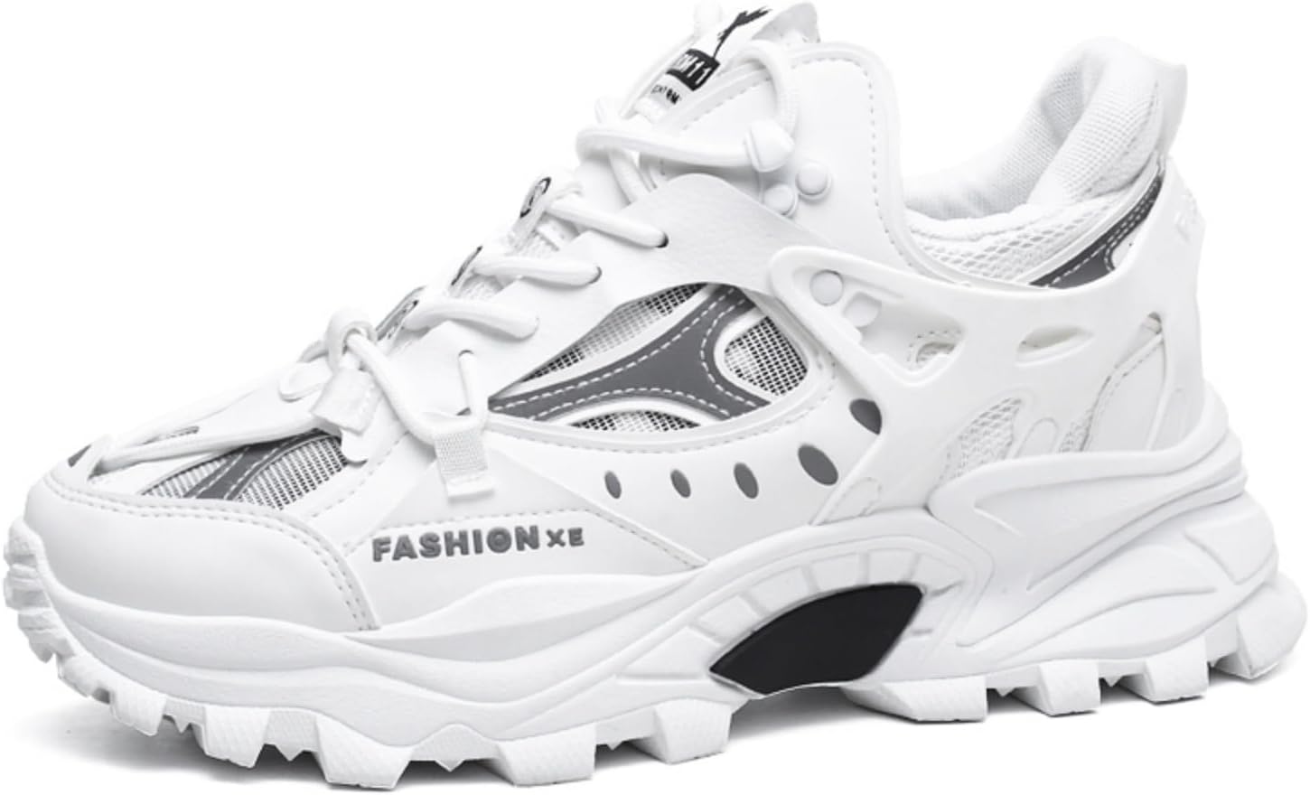 

Мужские модные высокие кроссовки на платформе из кожи - средняя подошва с двойной плотностью, противоскользящая резиновая подошва, усиленный носок - идеально подходят для вождения, прогулок, бега и теннисных тренировок Kpdwfms, белый