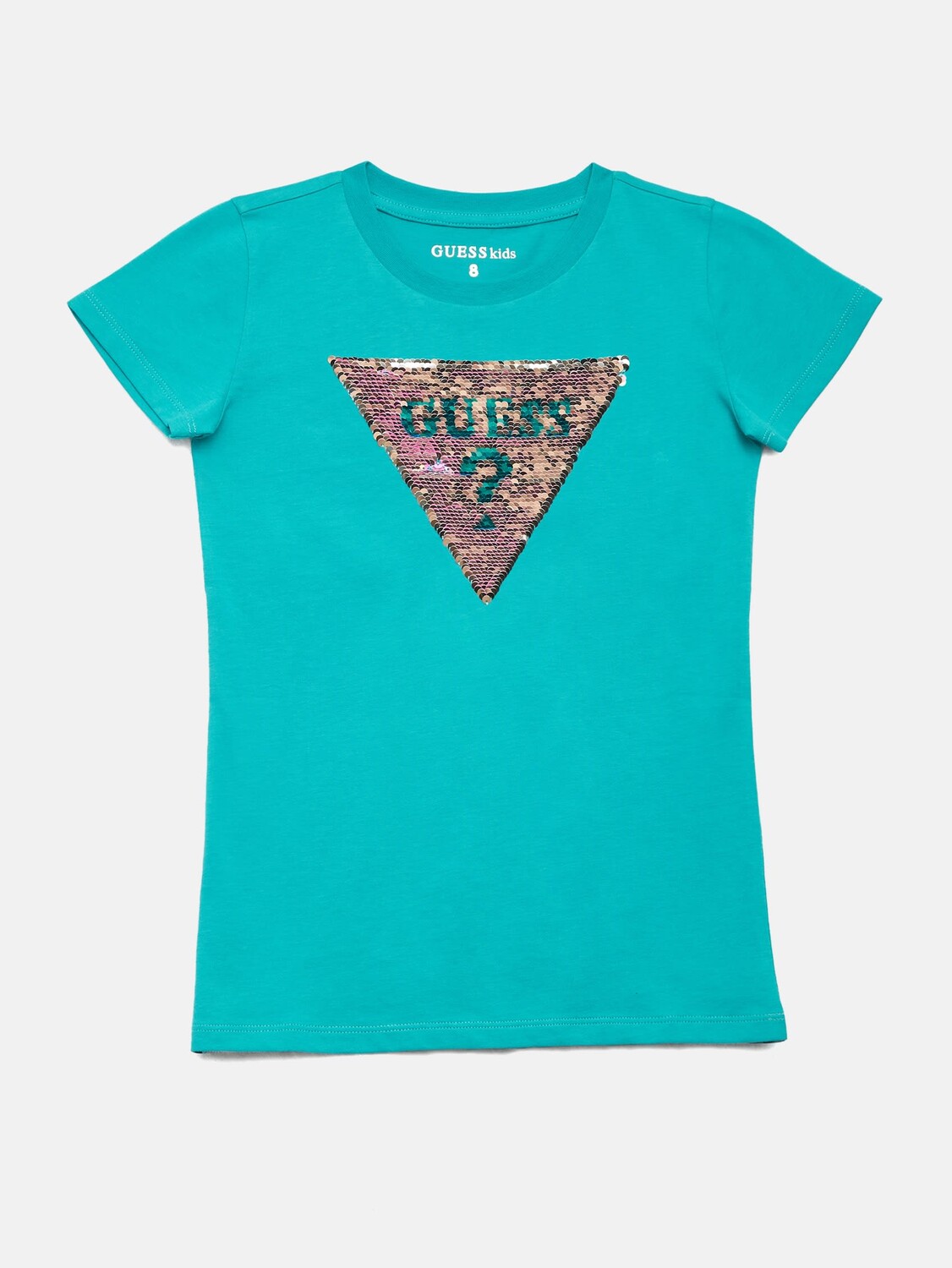 

Двусторонняя футболка Beatrix с логотипом и пайетками (7–16) Guess Factory, цвет Tropical Teal