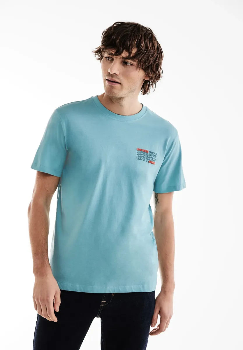 

STREET ONE МУЖСКАЯ футболка с круглым вырезом Street One Men, цвет Aurora Turquoise