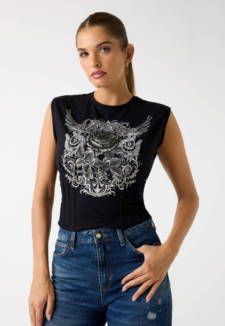 

Футболка Guess ÄRMELLOSES LOGO, Schwarz/Black, Черный, Футболка Guess ÄRMELLOSES LOGO, Schwarz/Black