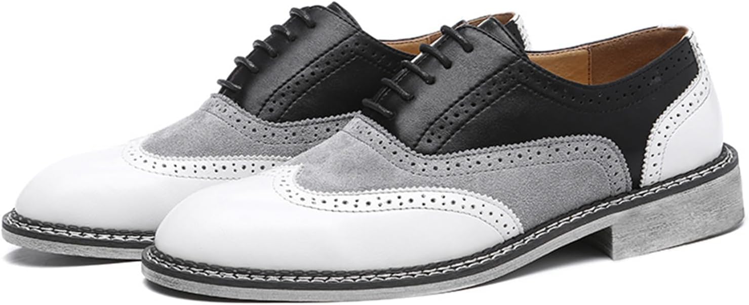 

Мужские туфли двухтонные оксфорды с крыльями, броги, формальные деловые дерби для мужчин Abborora, белый/черный