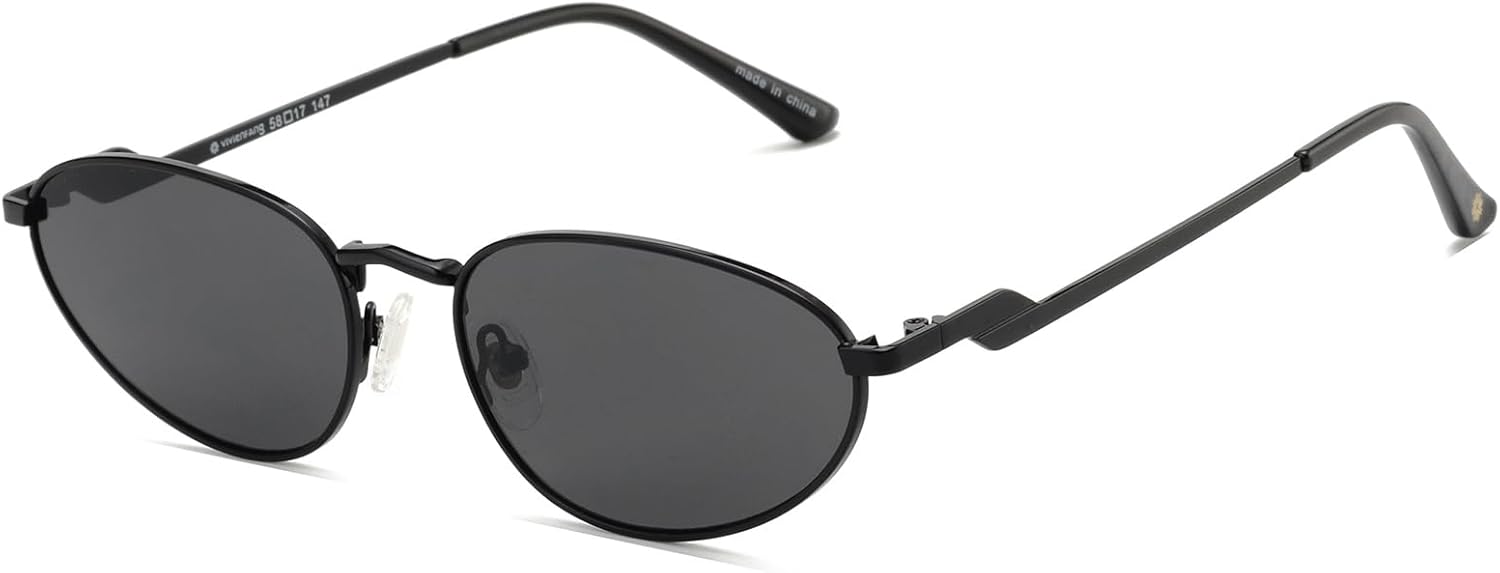 

Ретро овальные солнцезащитные очки для женщин и мужчин, модные в 2026 году, узкие овальные солнцезащитные очки «кошачий глаз» в стиле Y2K с защитой UV400 VF2251 VIVIENFANG, Black