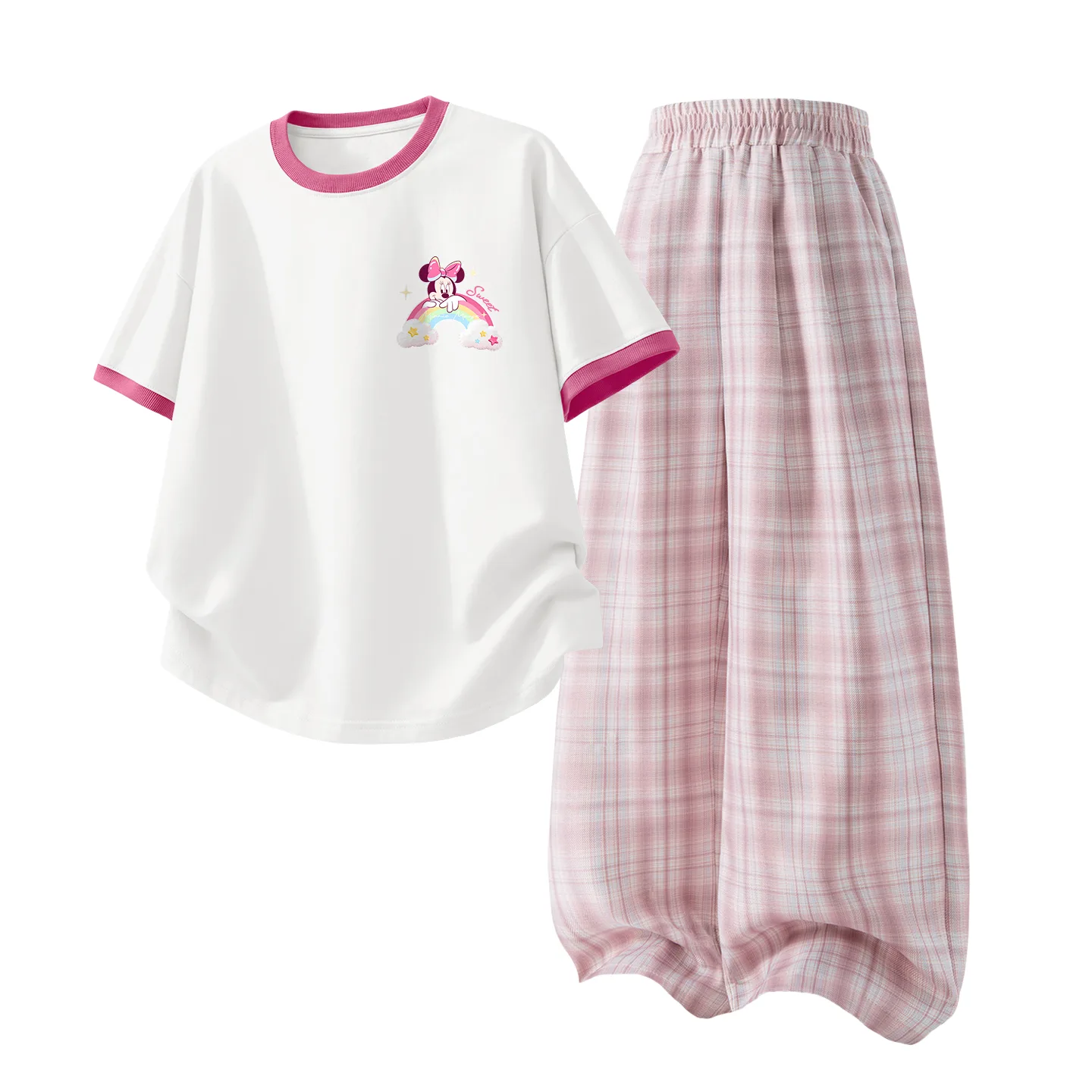 Детский спортивный комплект Casual Sportswear из 2 предметов Disney, Dido Rainbow K White Red+Solid Color Quartz Pink