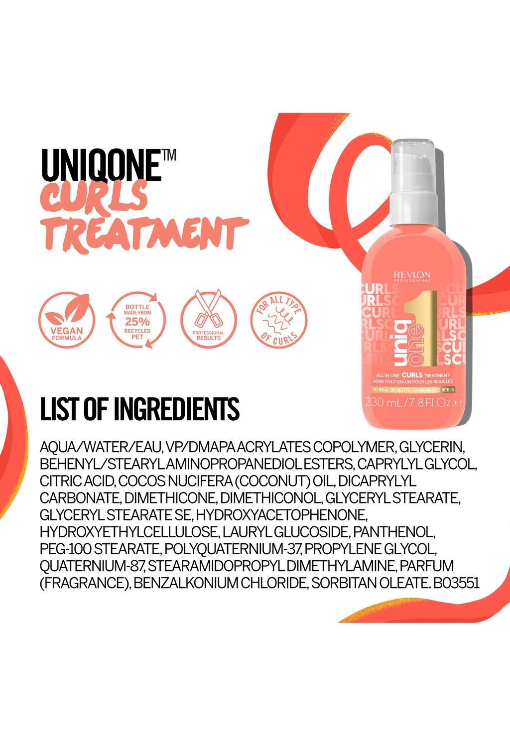 Уход за волосами UNIQONE CURLY HAIR LEAVE-IN TREATMENT, MULTI-BENEFIT HAIR TREATMENT FOR CURLY HAIR, WAVY AND COILY HAIR Revlon Professional — фото 4