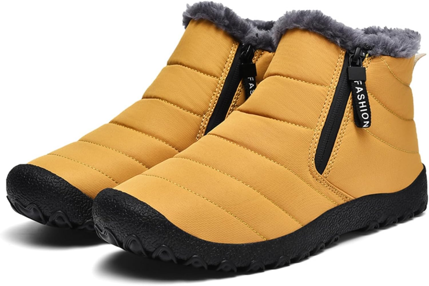 

Мужские зимние ботинки до щиколотки - с меховой подкладкой, водонепроницаемые, без шнурков, с противоскользящей и водоотталкивающей поверхностью, идеально подходят для прогулок на природе и повседневной носки Aokisx, желтый