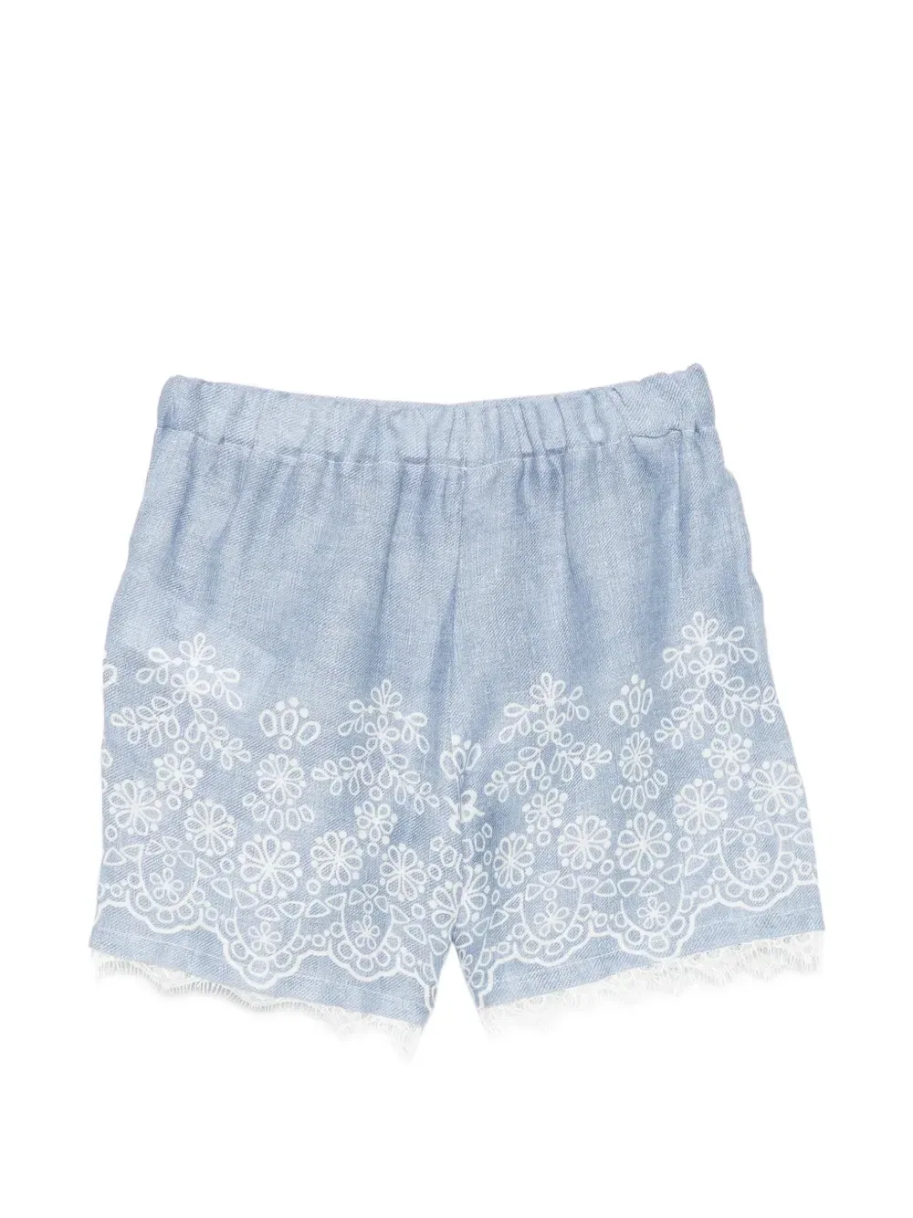 Шорты с кружевом и вышивкой Ermanno Scervino Junior, синий — фото 2