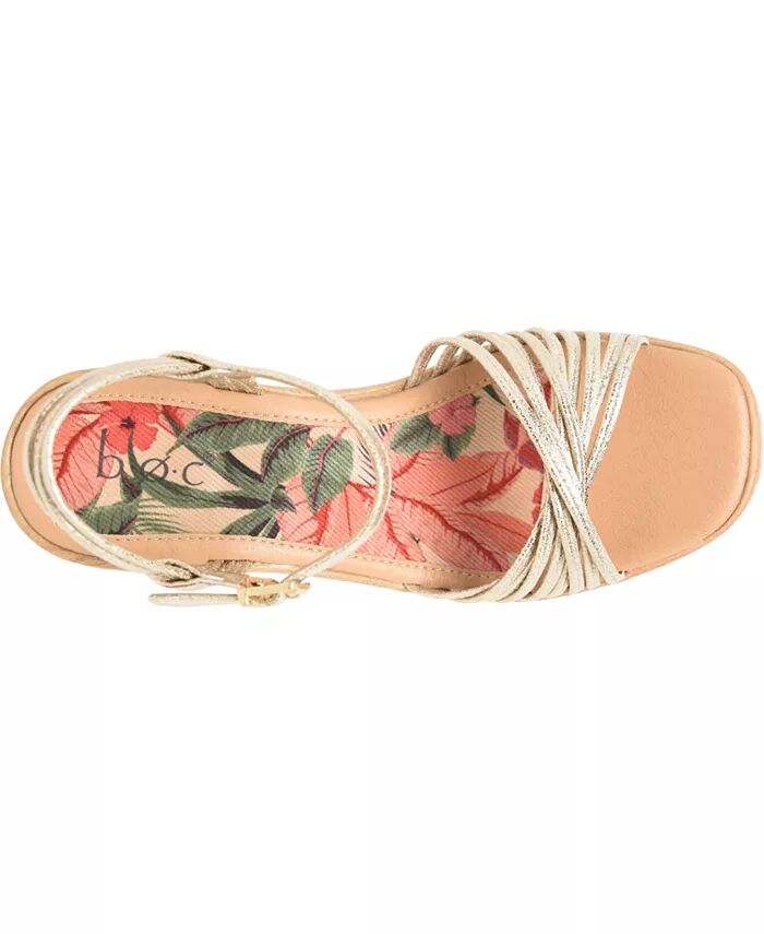 Женские босоножки Catalina Strappy Comfort на танкетке b.o.c., коричневый/бежевый — фото 3