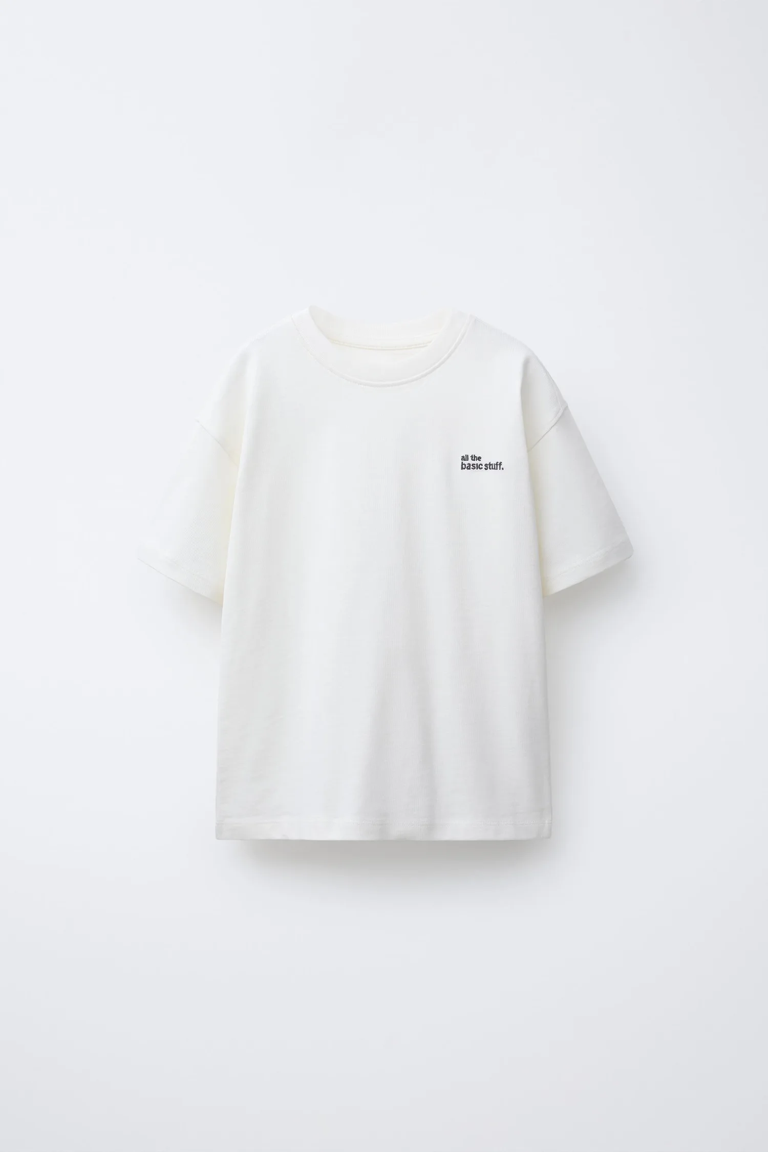 Плотная футболка с вышитым слоганом Zara, экрю