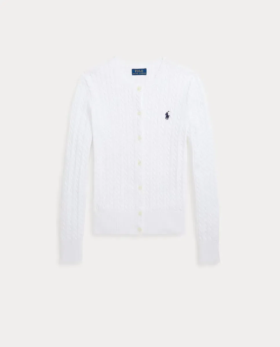 Детский кардиган для девочек с мелким узором косы Polo Ralph Lauren, Blanco — фото 4