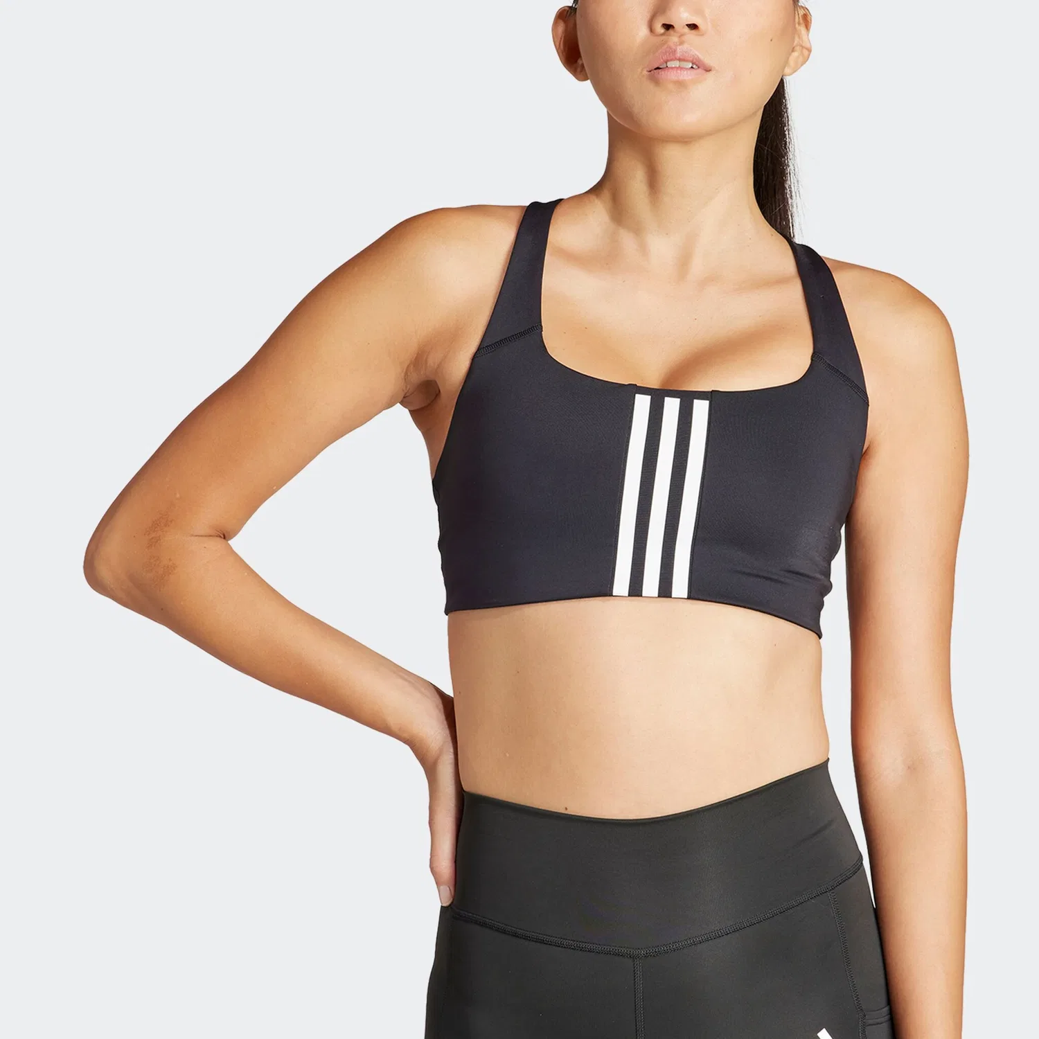 Женский спортивный бюстгальтер средней поддержки Adidas Performance, Black — фото 2