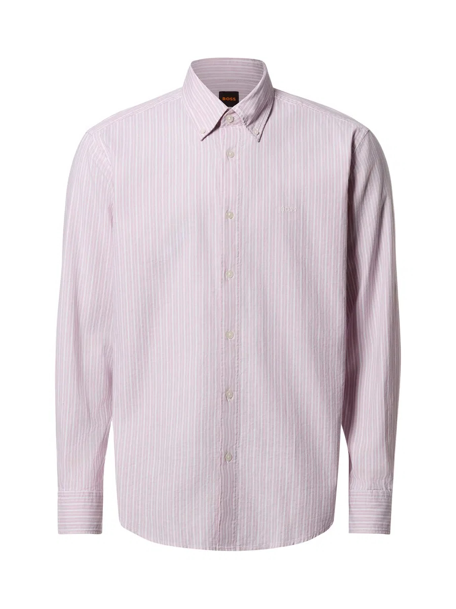 Рубашка BOSS Regular fit Button Up Shirt 'Ricoplus' в розовом цвете