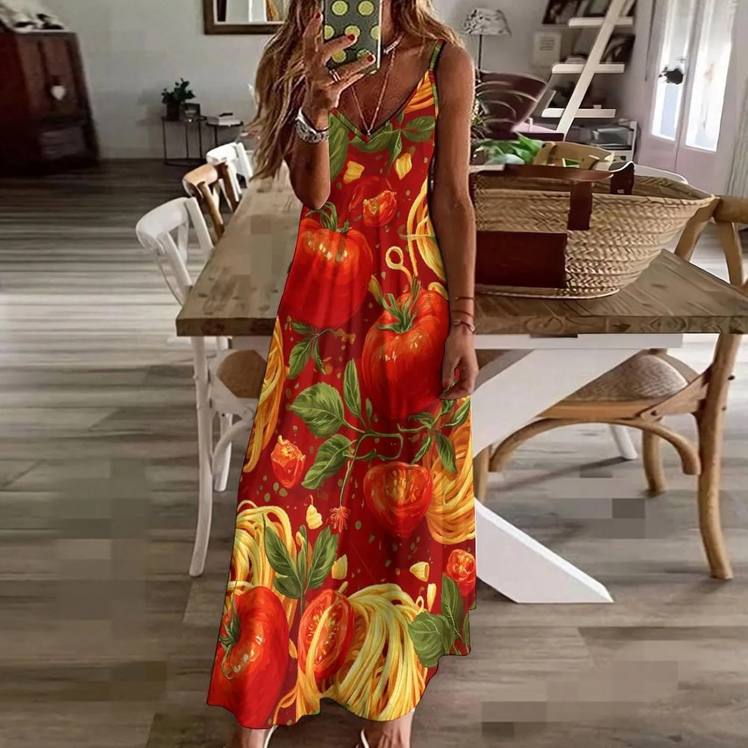 Женское макси-платье А-силуэта Pasta Tomatoes Basil, Style-7 — фото 3