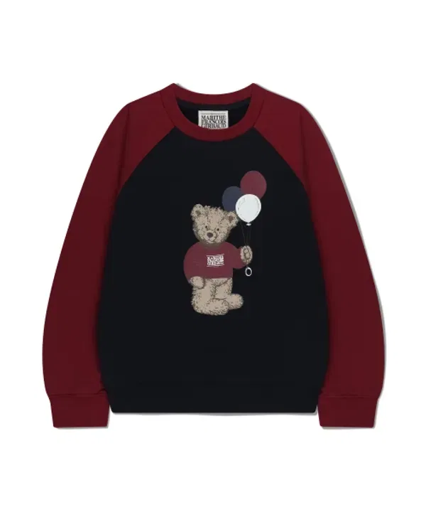 Свитшот с принтом воздушного шара и мишки, Raglan Marithé Kids, бордовый — фото 2