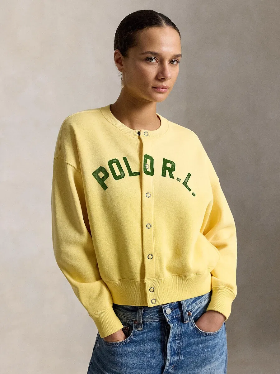 Худи на молнии Polo Ralph Lauren светло-желтого цвета — фото 3