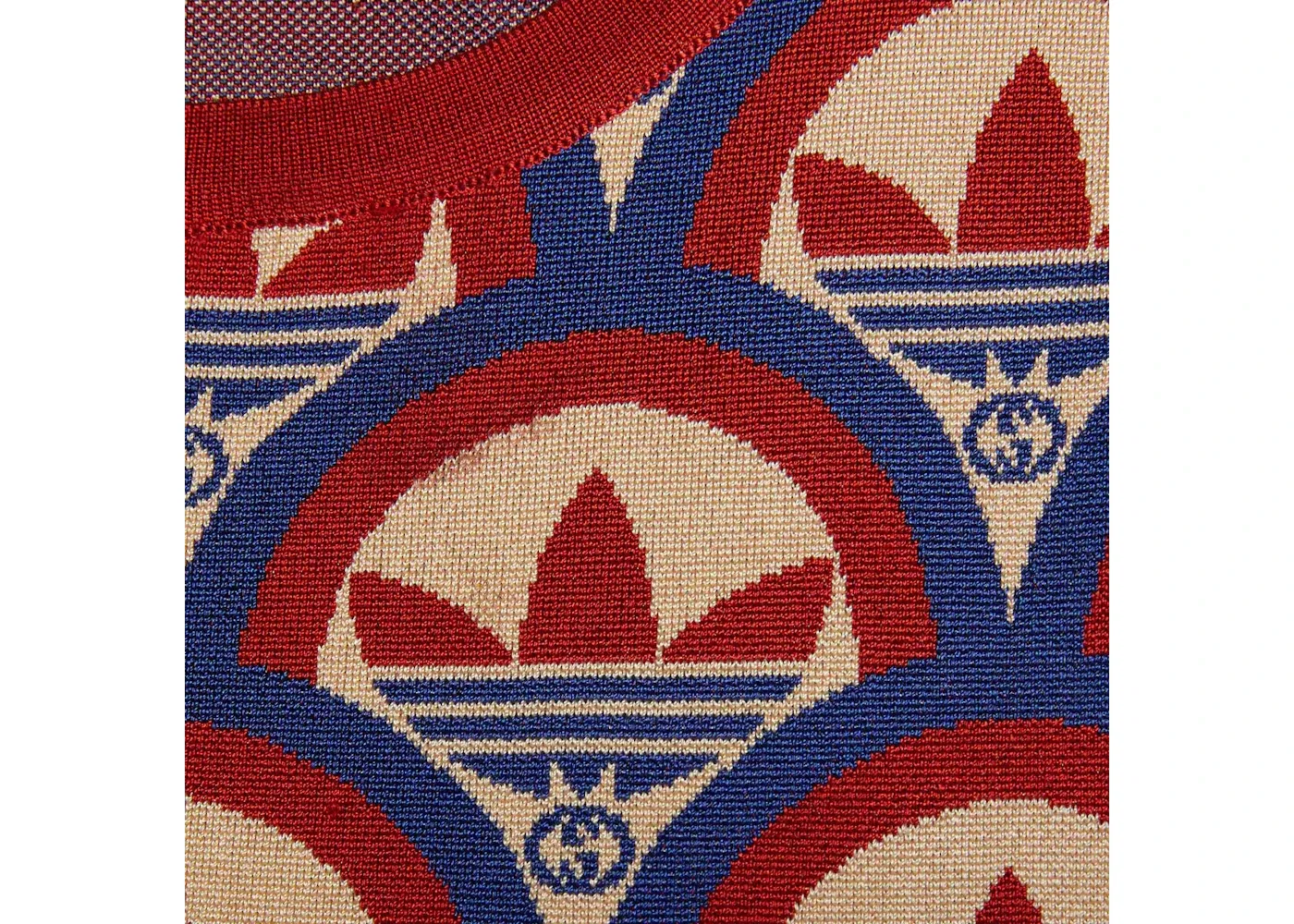 Женский топ с принтом Gucci x Adidas Jacquard Top Gucci, Red/Blue — фото 2