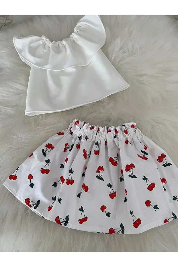 Детский комплект для девочек с принтом Moda Lina, White Cherry — фото 2