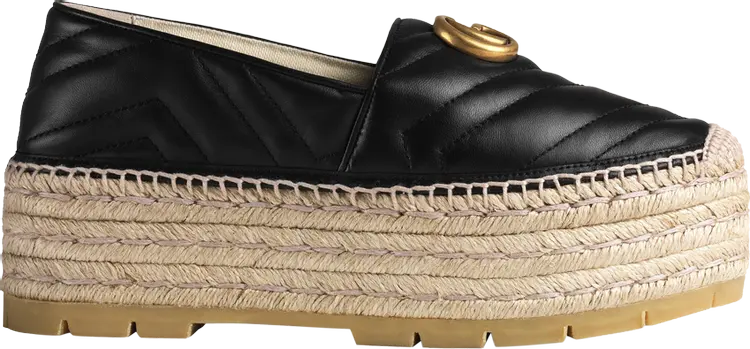 Кроссовки Gucci Wmns GG Espadrilles Double Platform Black, черный