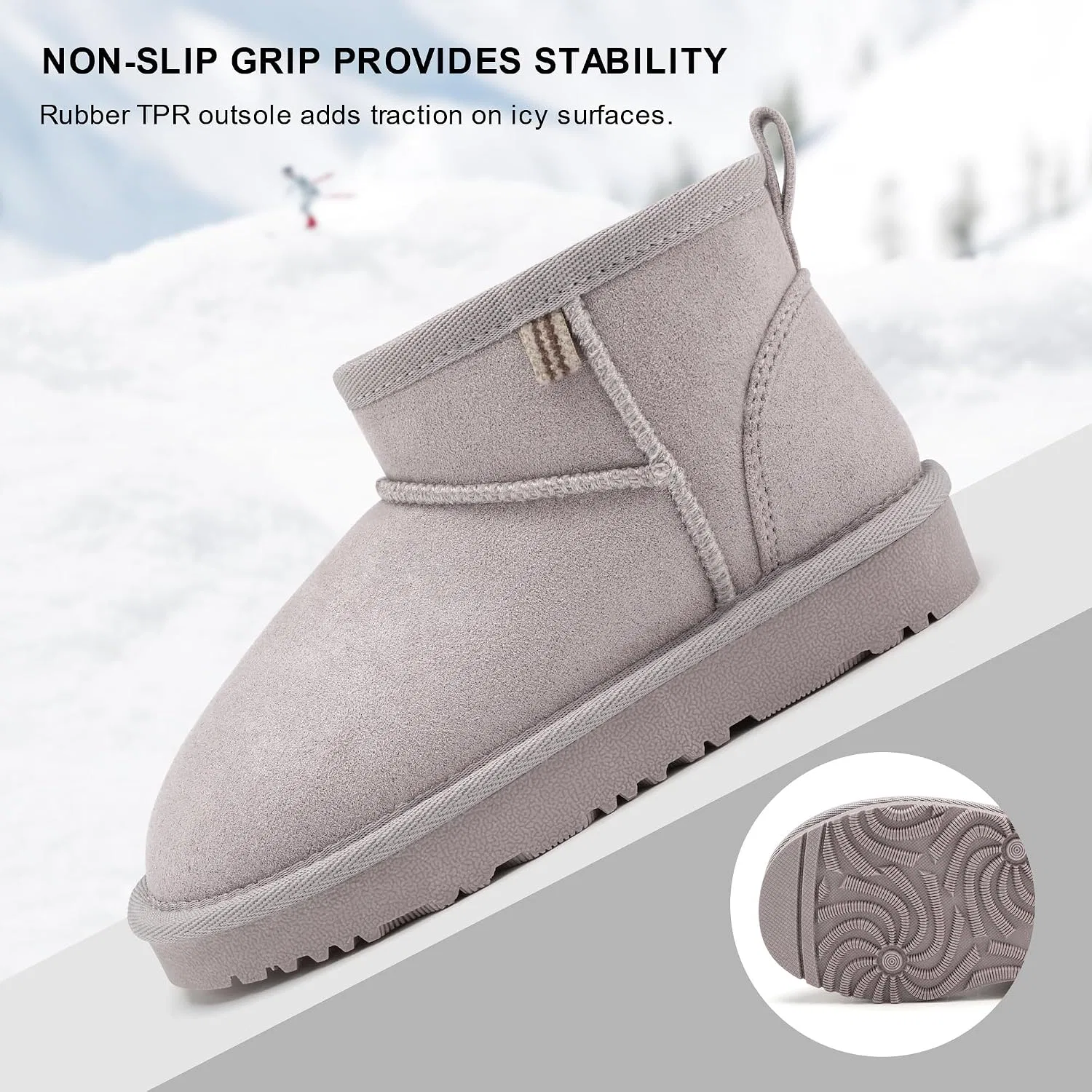Детские зимние ботинки для снега с моделью Stelle Kids Snow Boots Girls Boys Winter Ankle Boots бренд Stelle, Grey — фото 4