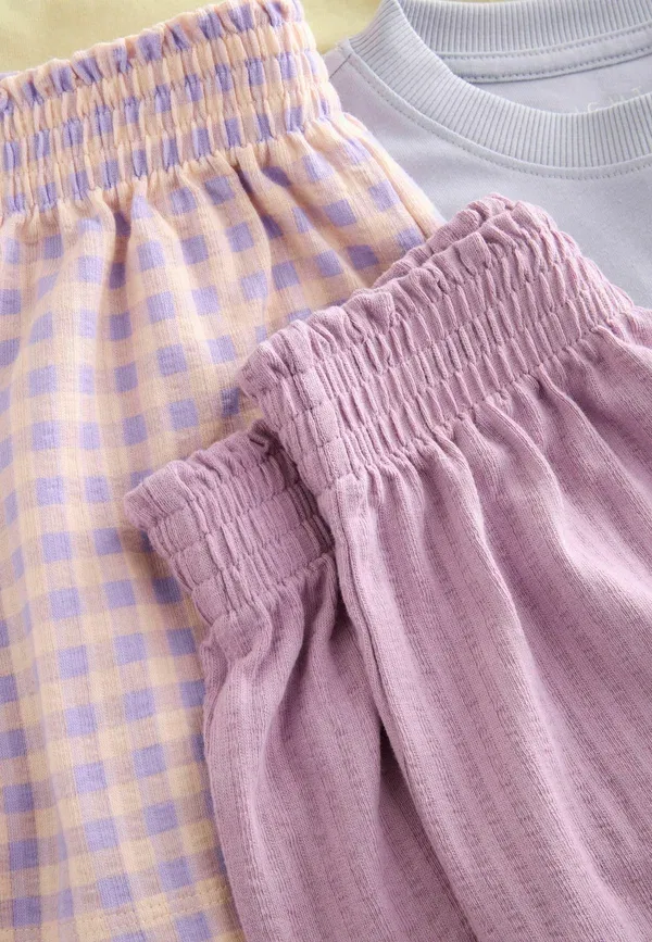 Пижамный комплект из хлопка, Regular fit - pastel applique short pyjamas 2 pack set, Next, pink, lilac, розовый/сиреневый — фото 4