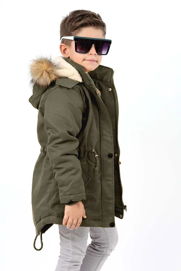 Детское пальто с капюшоном Asortix, Khaki — фото 2